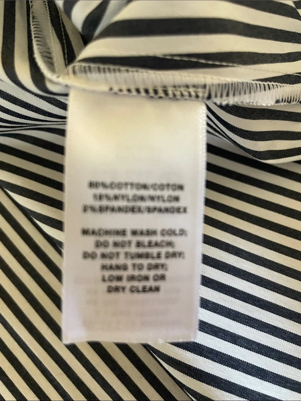 Lafayette 148 New York Women’s Navy and White Striped Dress Shirt/ Monili - Picture 6 of 10